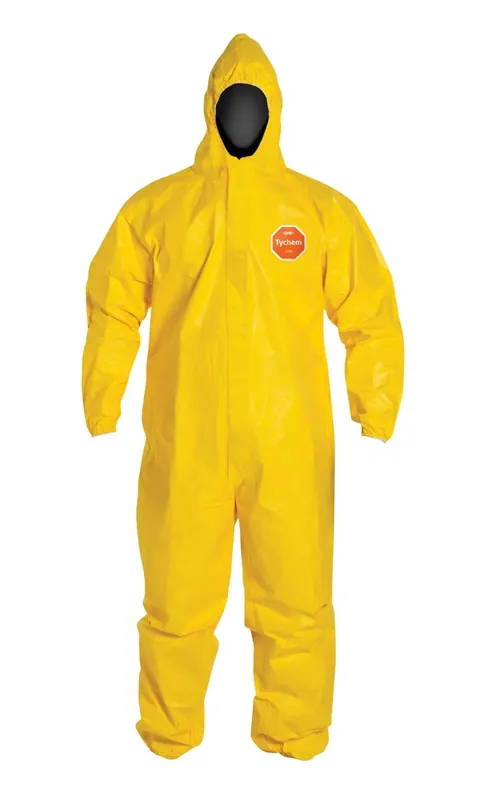 DuPont QC127SYL4X001200 Tychem 2000 Disposable Chemical Resistant Coverall with Hood, Elastic Cuff and Serged Seams, Yellow, 4X-Large (Pack of 12) Fresh Stock