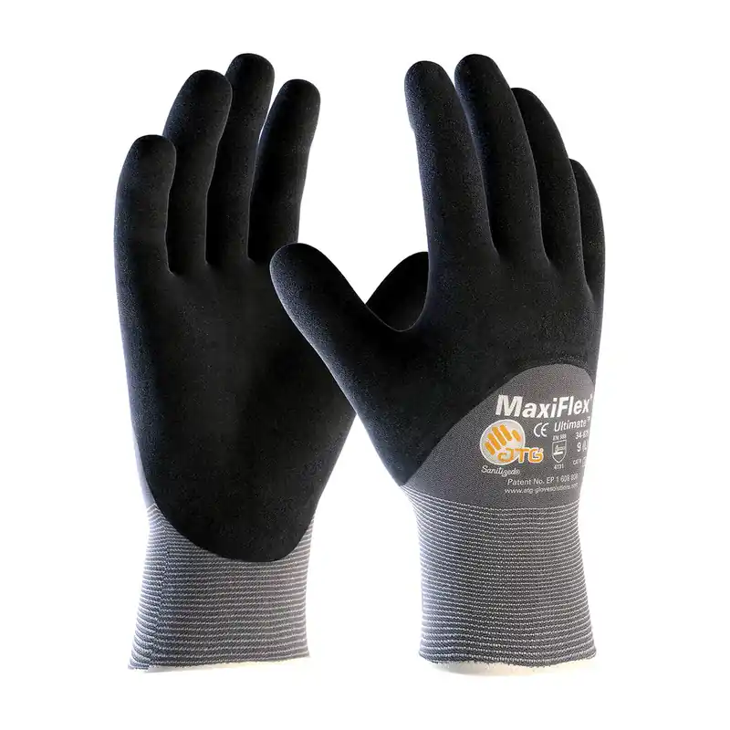 Fan Favorite PIP 34-875/L MaxiFlex Ultimate, 15G Gray Nylon Shell, 3/4 Black Nitrile Micro-Foam, Pack of 12 Pairs