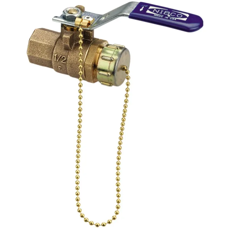 Price Drop NIBCO NL95806 T-585-70-HC Cast Bronze Ball Valve 600# 1/2 x 3/4 Hose Cap Chain