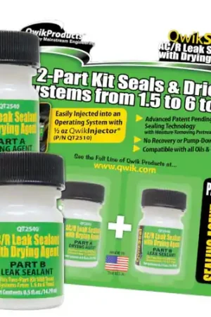 Professional Grade Qwik Products QT2540 QwikSeal 2 Part AC/R Leak Sealant and Drying Agent