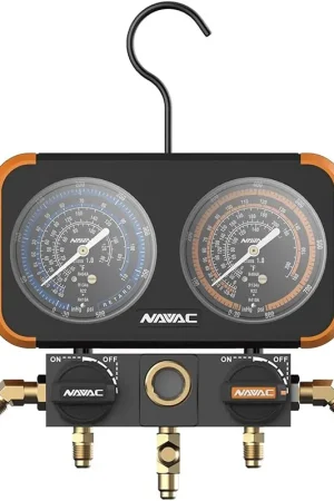 Luxury NAVAC N2A4 Manifold Gauge, 3-1/8 OD, Aluminum Body, R22/410A/134a/404A, No Hoses